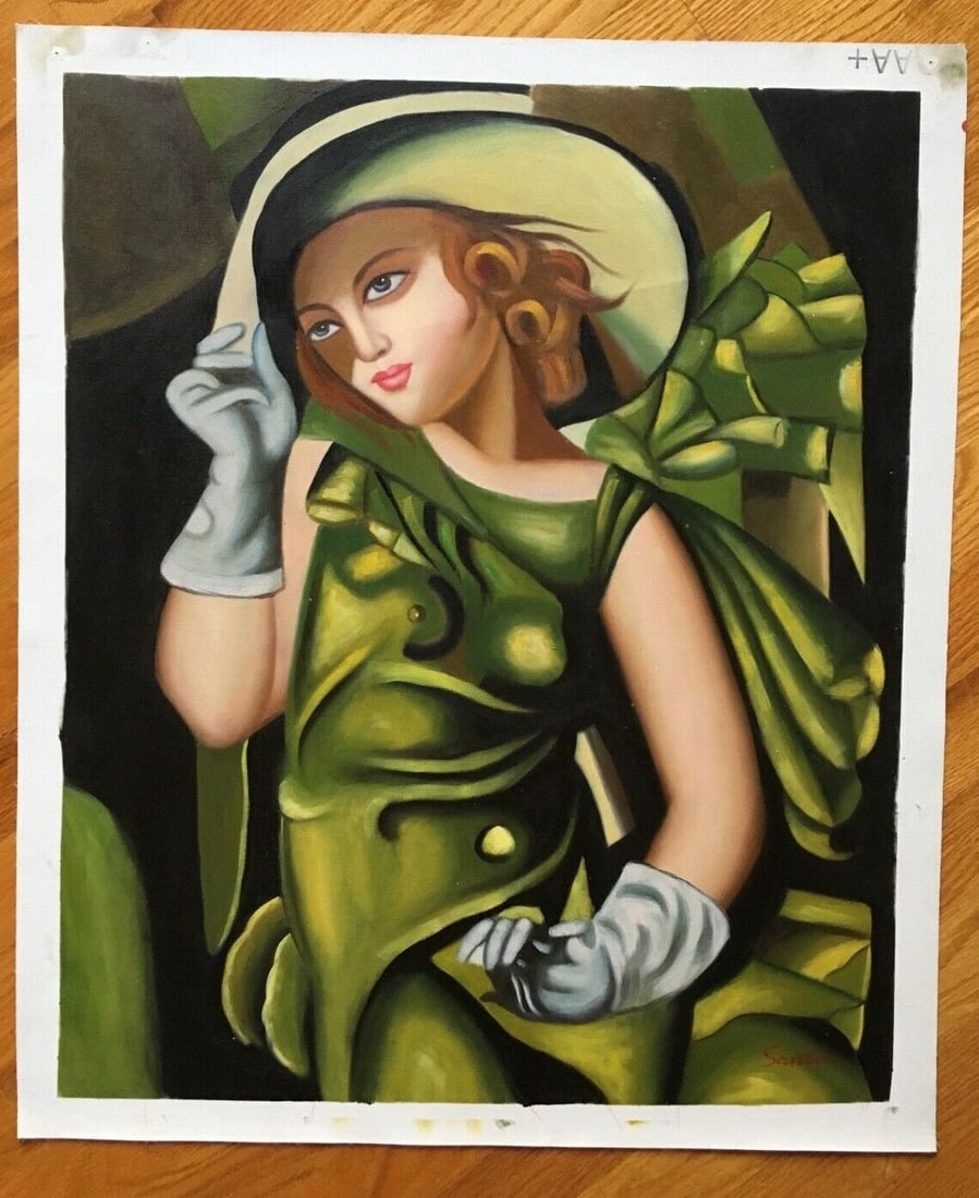 Oil Painting Lay with Gloves: Oil Painting Lay with Gloves Modern Art.Approx Canvas Measurements: 27 x 23 inches.SEE PHOTOS as part of the description. Good condition.We pack & Ship for you. We take care of the shipping services i