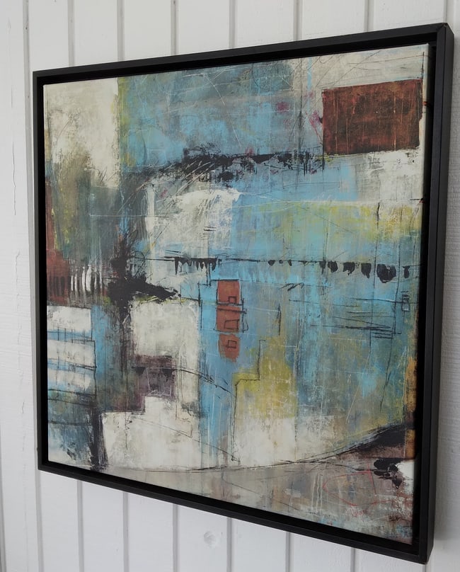 Signed Original Minimalist Giclee on Canvas: Signed Original Minimalist Giclee on Canvas.. Approx Painting: 24 x 24 Inches - Approx Frame: 25 1/2 x 25 1/2 Inches.Good vintage condition. See photos as part of the description. See photos. We pack