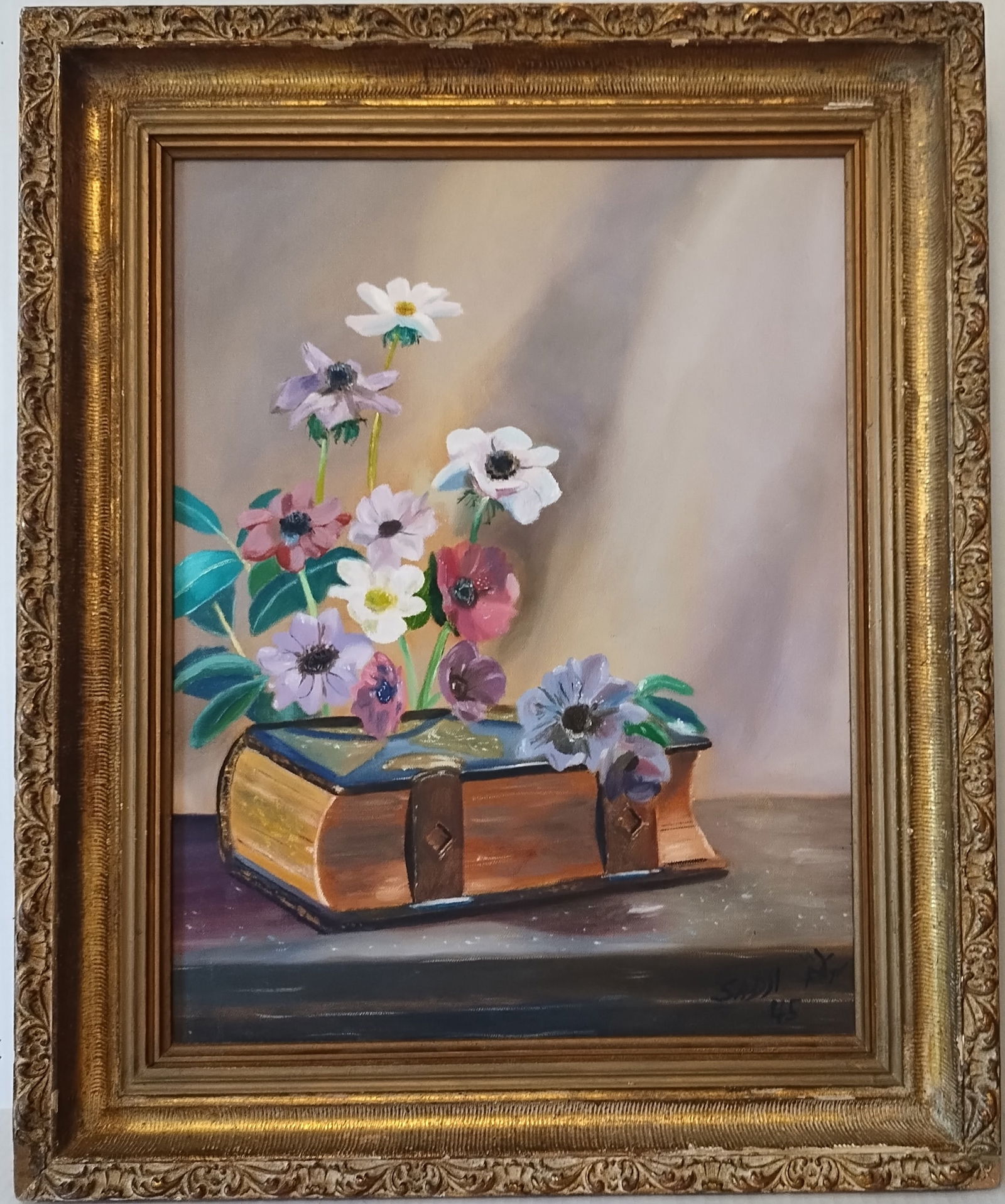 Sha Qi Sadji (China/BE 1914 - 2005) Oil: Sha Qi Sadji (1914 - 2005) Sha Qi Sadji was active/lived in China, Belgium. Sha Qi Sadji is known for painting.Title "Still Life"Signed Lower Right Oil on Vanvas Painting Size: 18 in x 24 in. Frame Si