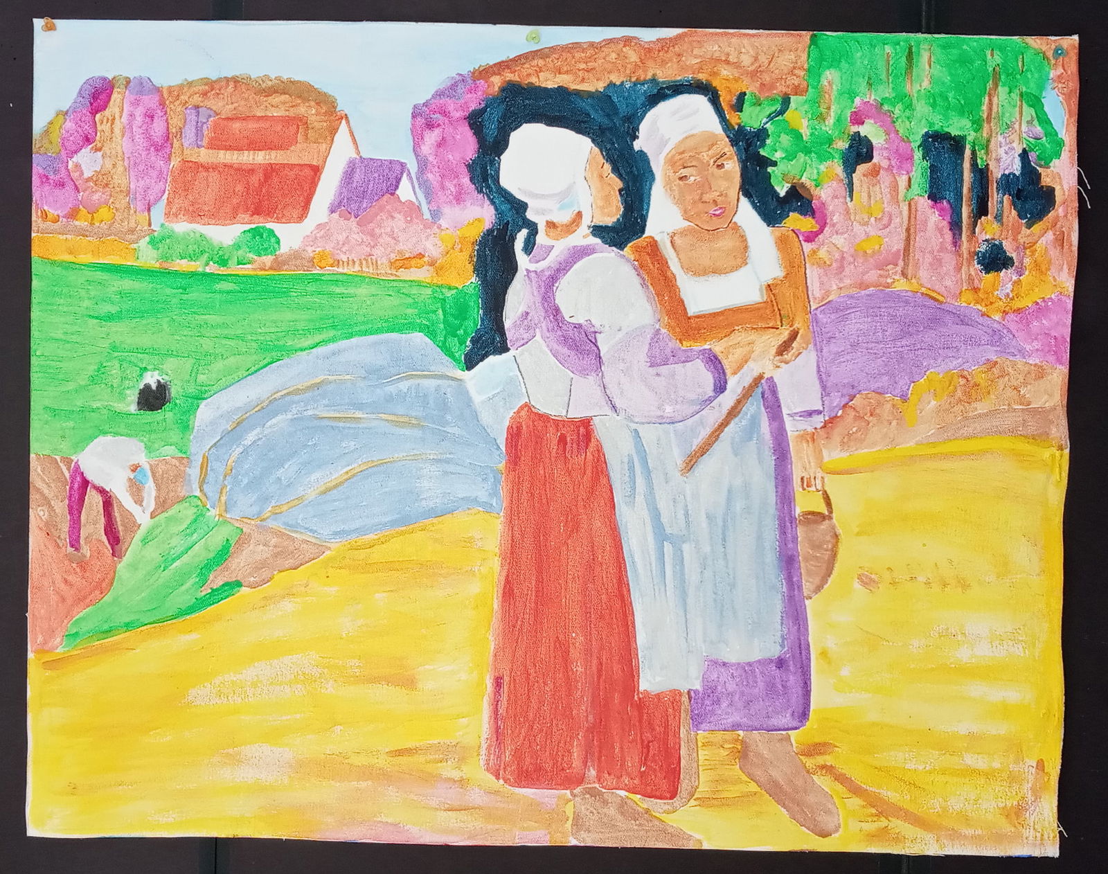 Paul Gauguin Unsigned Painting on Canvas: Paul Gauguin Unsigned Painting on Canvas Approx Canvas Measurements: 36 x 28 Inches. Mixed Media Hand Painting on Heavy Cotton Canvas painting.Great Collector Piece it is being sold in the manner or s