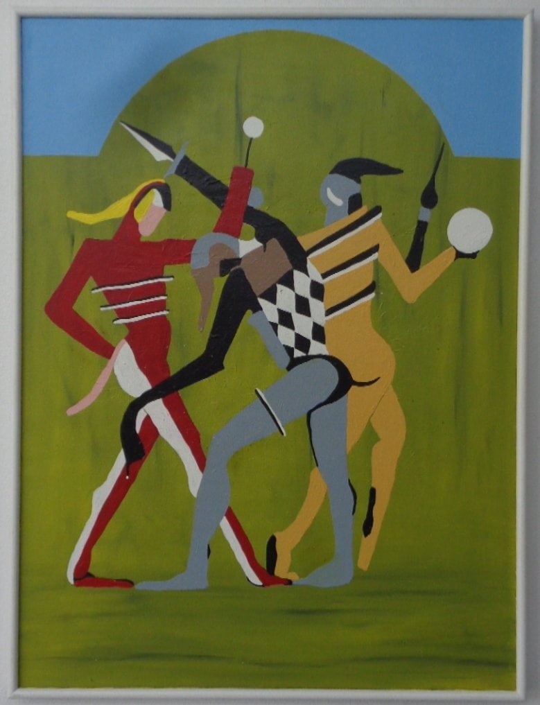 20th century Futurist Art Painting: This Futurist Art Painting aligns with the characteristics of the artistic movement known as Futurism. Painting Size: 24 x 36 InFrame size: 26 x 38 x 2 InOriginating in Italy in the early 20th century