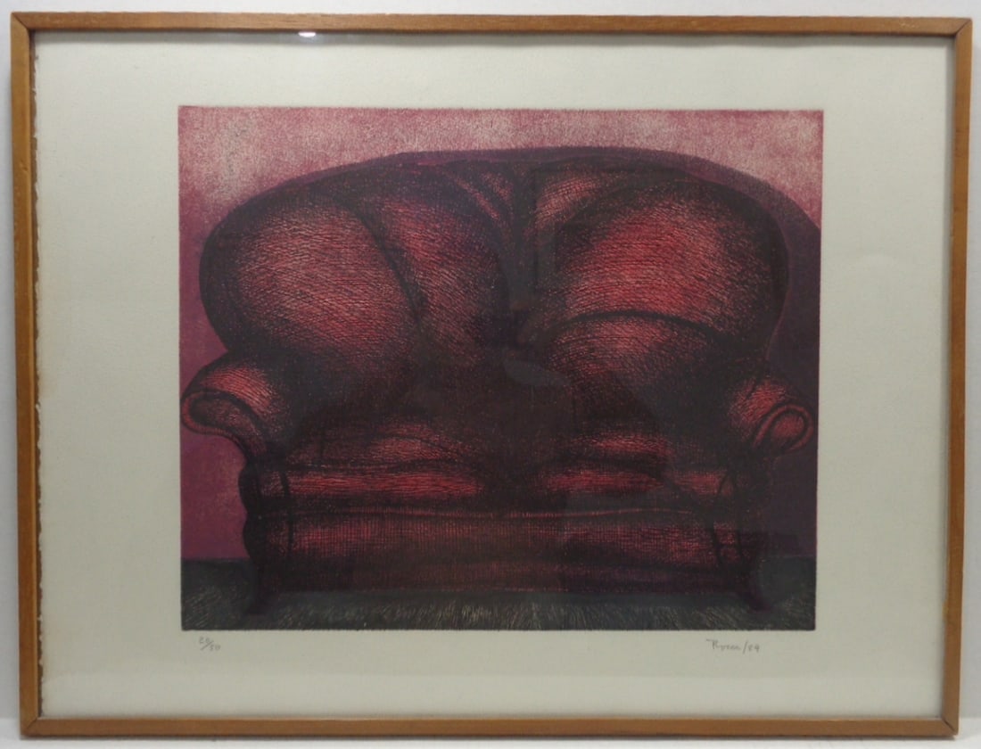 Francisco ROCCA LYNN (Col 1946) Original Engraving Signed 20/50: Francisco ROCCA LYNN (Col 1946)- Hand Signed Engraving Red Sofa 1984 Colombia. Signed ROCCA 20/50 __________________________________________________________ Measurements Appx. 26 1/2 x 20 1/2 inches.