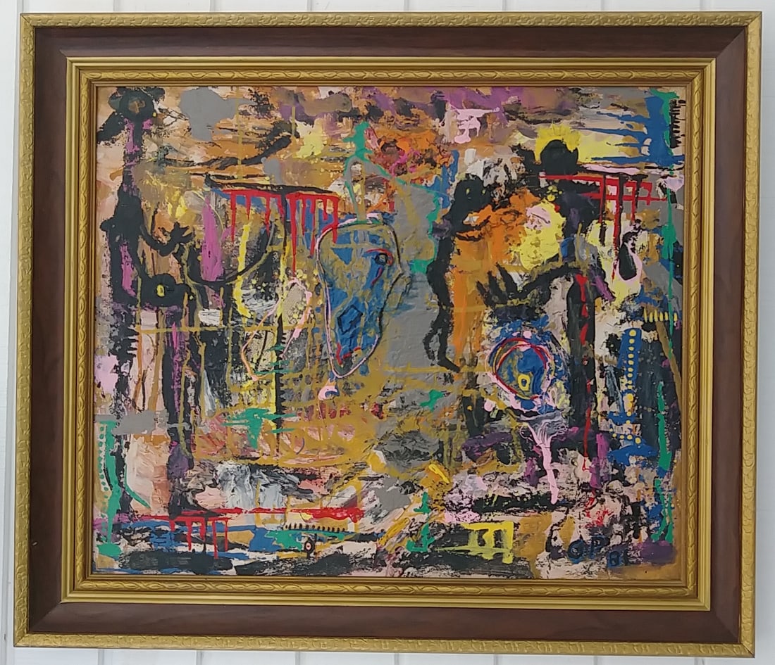 UK Italy Abstract Collage Expressionism Painting On Cardboard (1 of 8)