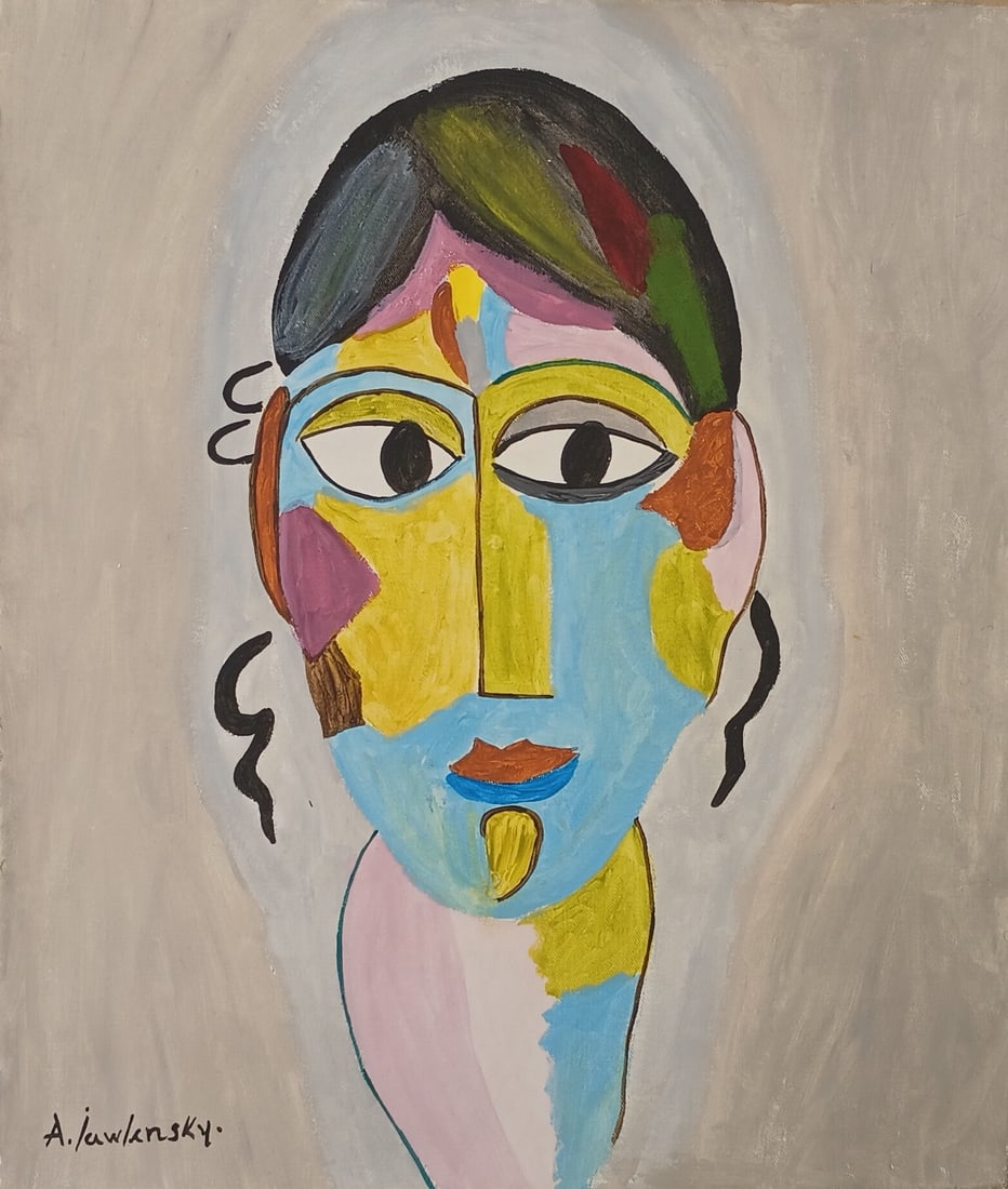 Abstract Painting on Canvas Signed Alekxey von Jawlensk: Abstract Painting on Canvas Signed Alekxey von Jawlensk, Modern Art, Approx Canvas Measurements: 21 x 18 inches. This painting is sold unstretched Canvas Only, Rolled up in a professional shipping tub