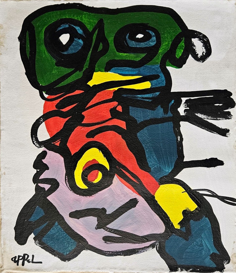 Abstract Painting on Canvas Signed K.Appel: Abstract Painting on Canvas Signed K.Appel, Modern Art. Approx Canvas Measurements: 18 x 14 inches.SEE PHOTOS as part of the description. Good condition.It is being sold in the manner or style of the