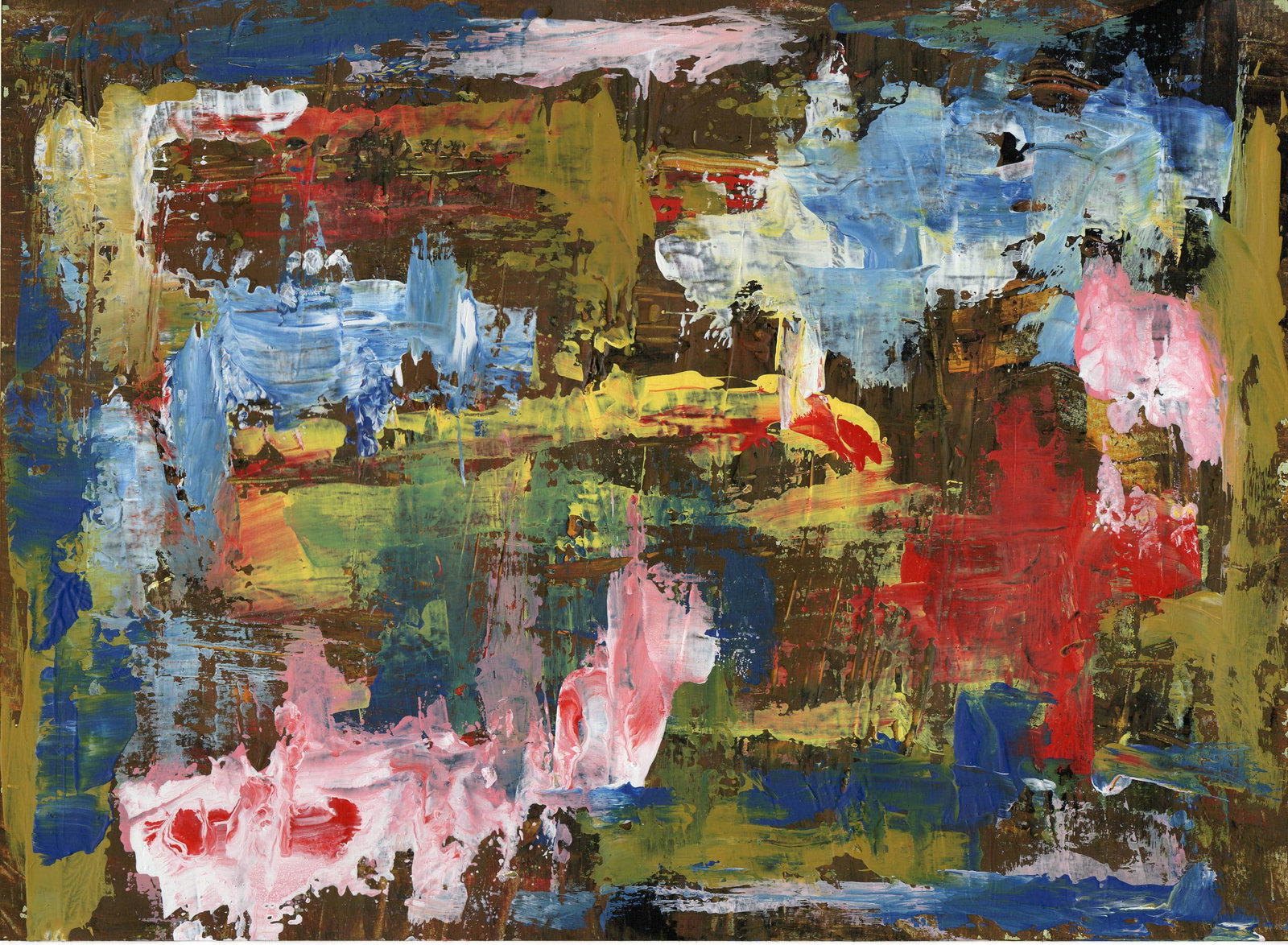 New York Signed Abstract Painting: New York Signed Abstract Painting on Thick Paper. Embossed Stamp Number-GP. 587 F-6. Approx Painting Size. 11 x 15 inches . Good condition Please see photos