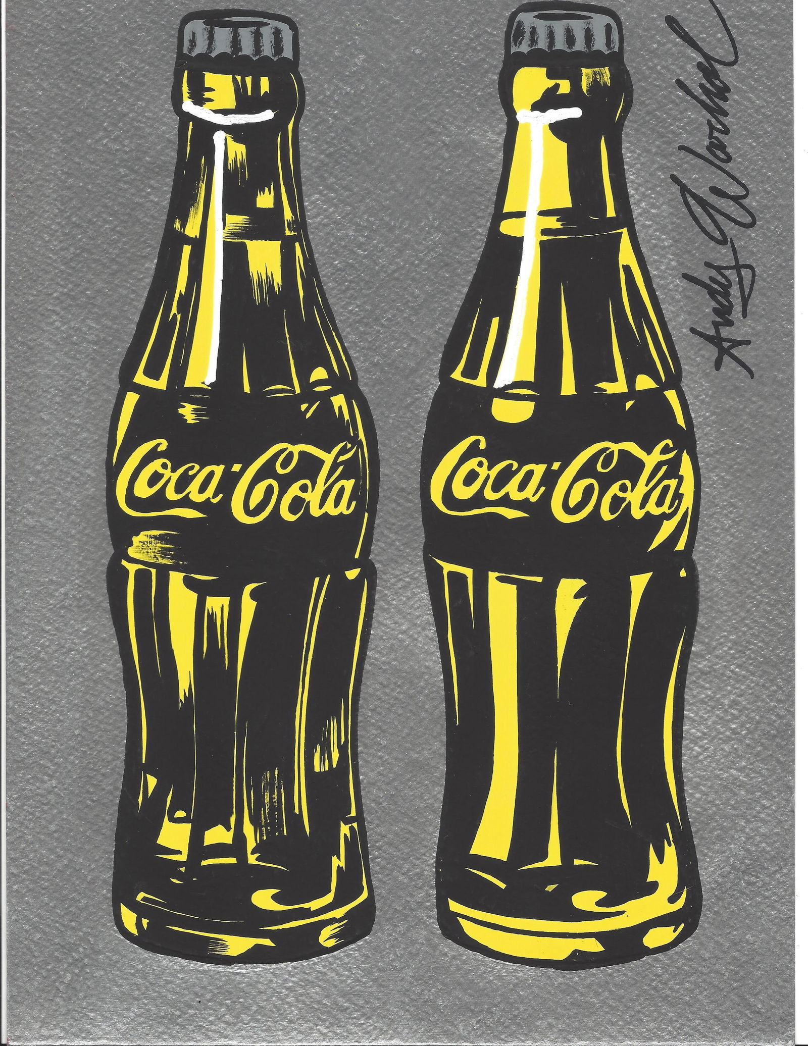 Signed Andy Warhol Mixed Media Painting on Paper. Stamped on verso: Signed Andy Warhol Mixed Media Painting on Paper. Stamped on verso. Approx Size: 11 3/4 x 8 1/2 inches. Provenance: This item has limited provenance from an Upper New York estate. All lots that do not