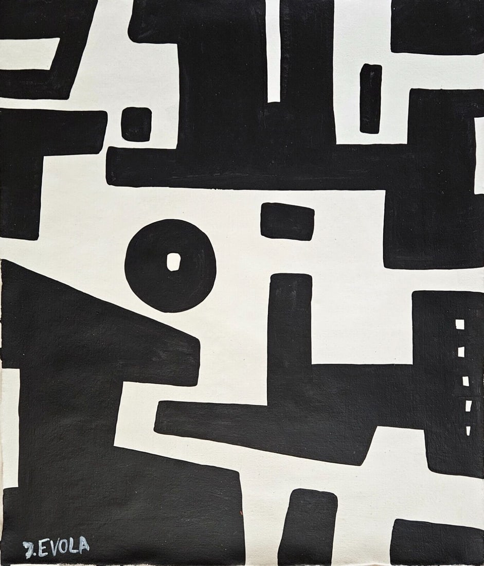 Vintage Abstract Canvas Signed J.Evola, Modern Art: Vintage Abstract Canvas Signed J.Evola, Modern Art. Approx Painting: 20 1/2 x 18 inches. See Photos as part of the description. Sold in the style of, After. Good vintage condition . We pack & Ship for