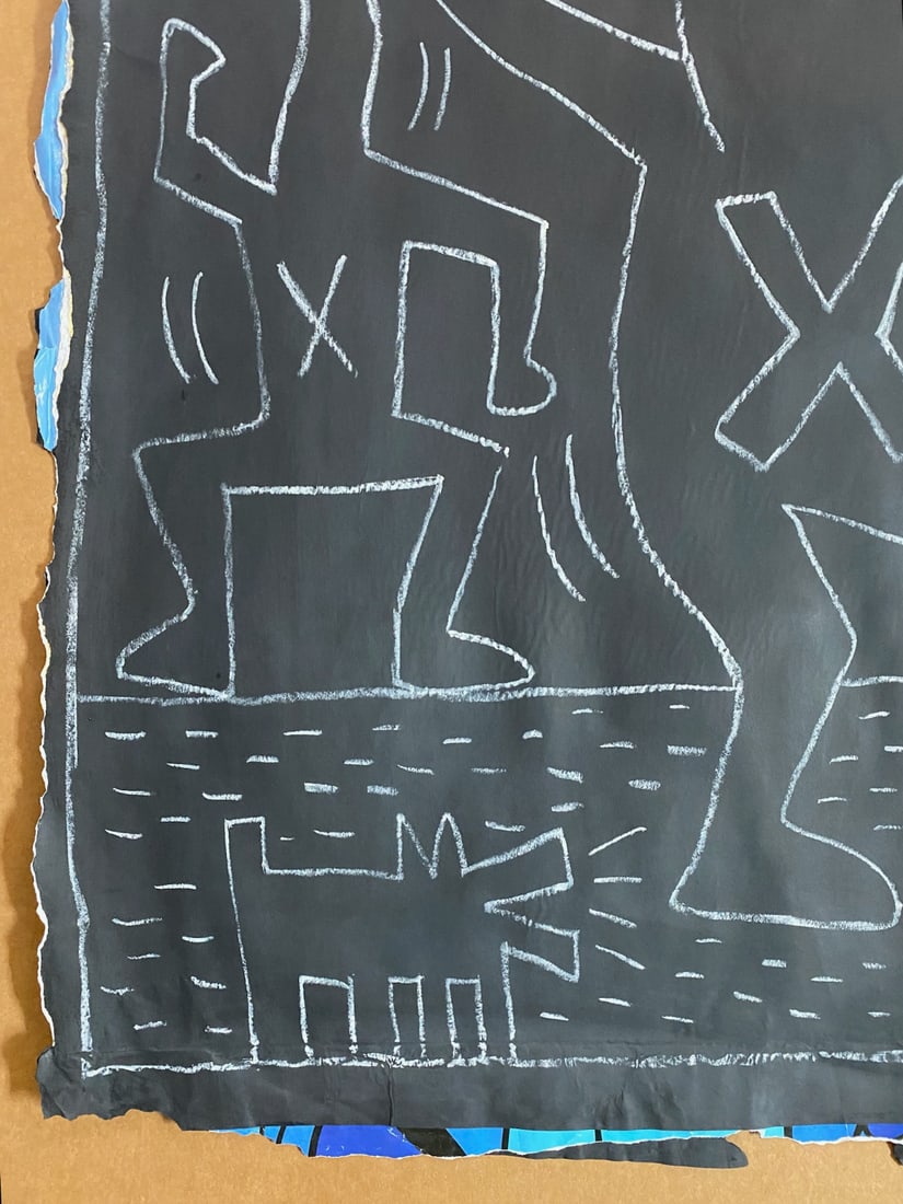Keith Haring -Art IN Transit- NYC Subway Chalk drawing on Black paper - 2
