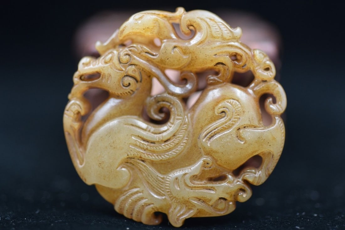 Antique Master Hand Carved Jade Medallion: Antique Master Hand Carved Jade Medallion. Approx Size: 53 x 52 mm