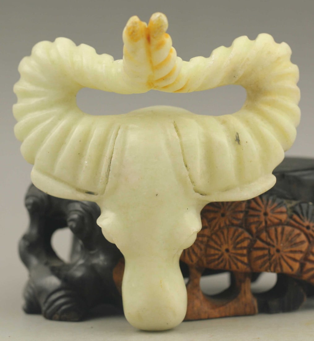 Antique Hand Carved Chinese Jade Ram Statue (1 of 6)