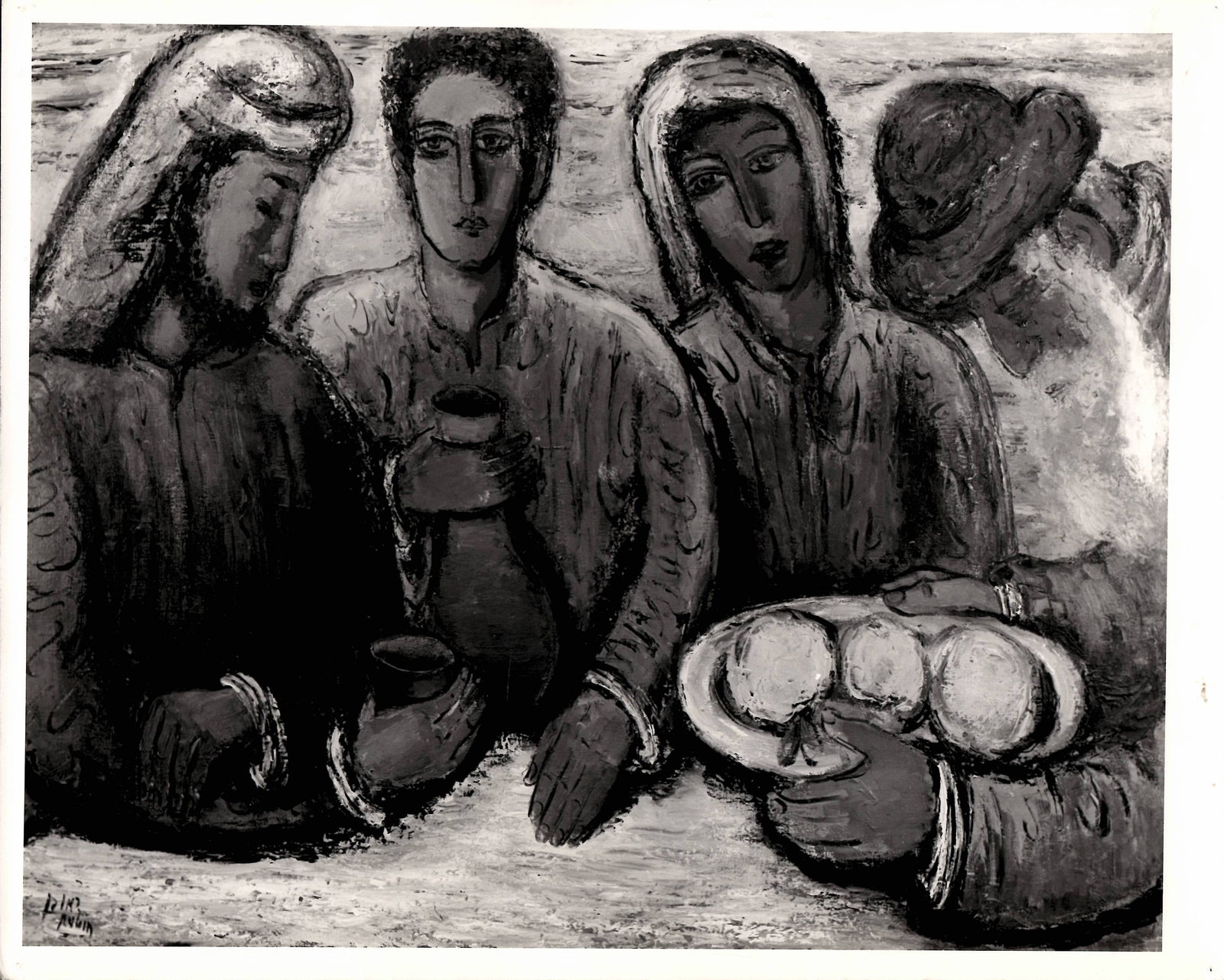 1955 Photography, The Three Visitors Painting By Reuven Rubin (1 of 2)