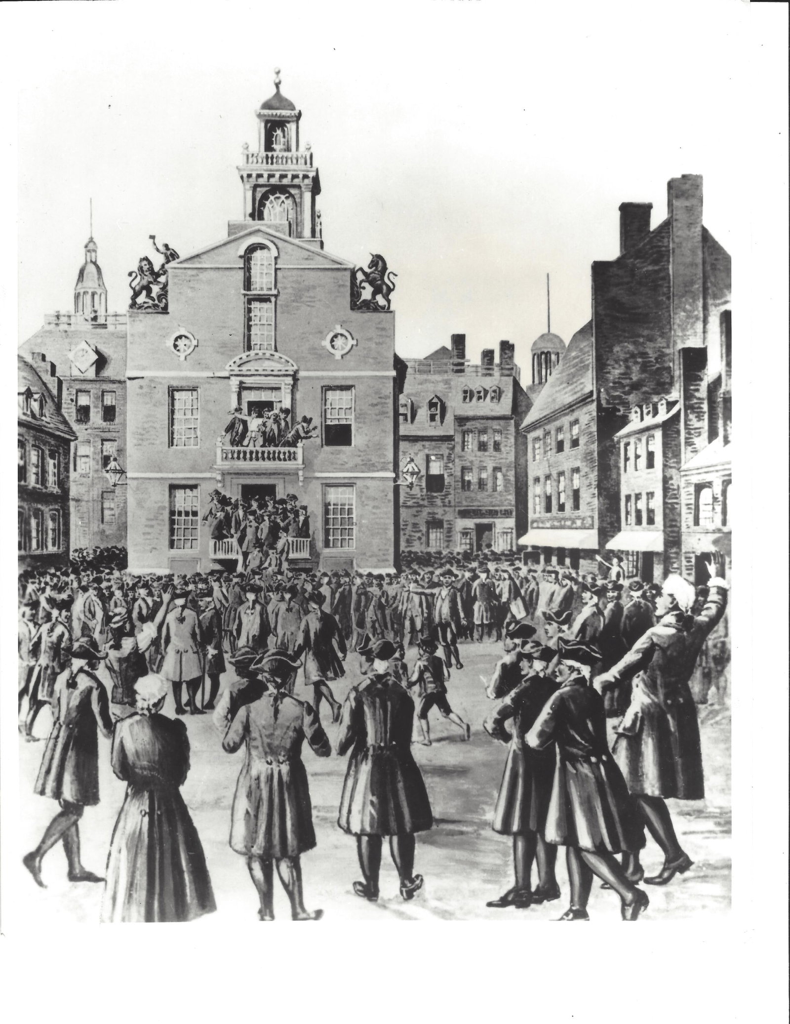 1976 Photo Drawing of Declaration of Independence at Boston States House. Vintage Photo (1 of 2)