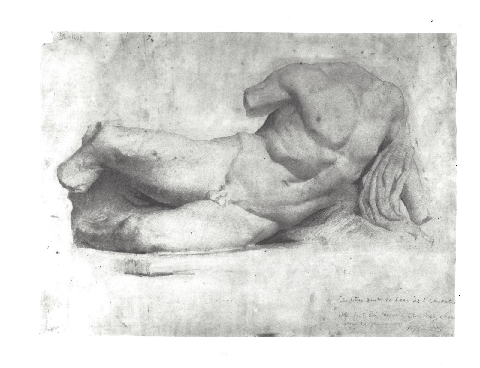 1995 Photo A Torso 1883-84 Pencil Drawing Dennis Miller Bunker Boston (1 of 2)