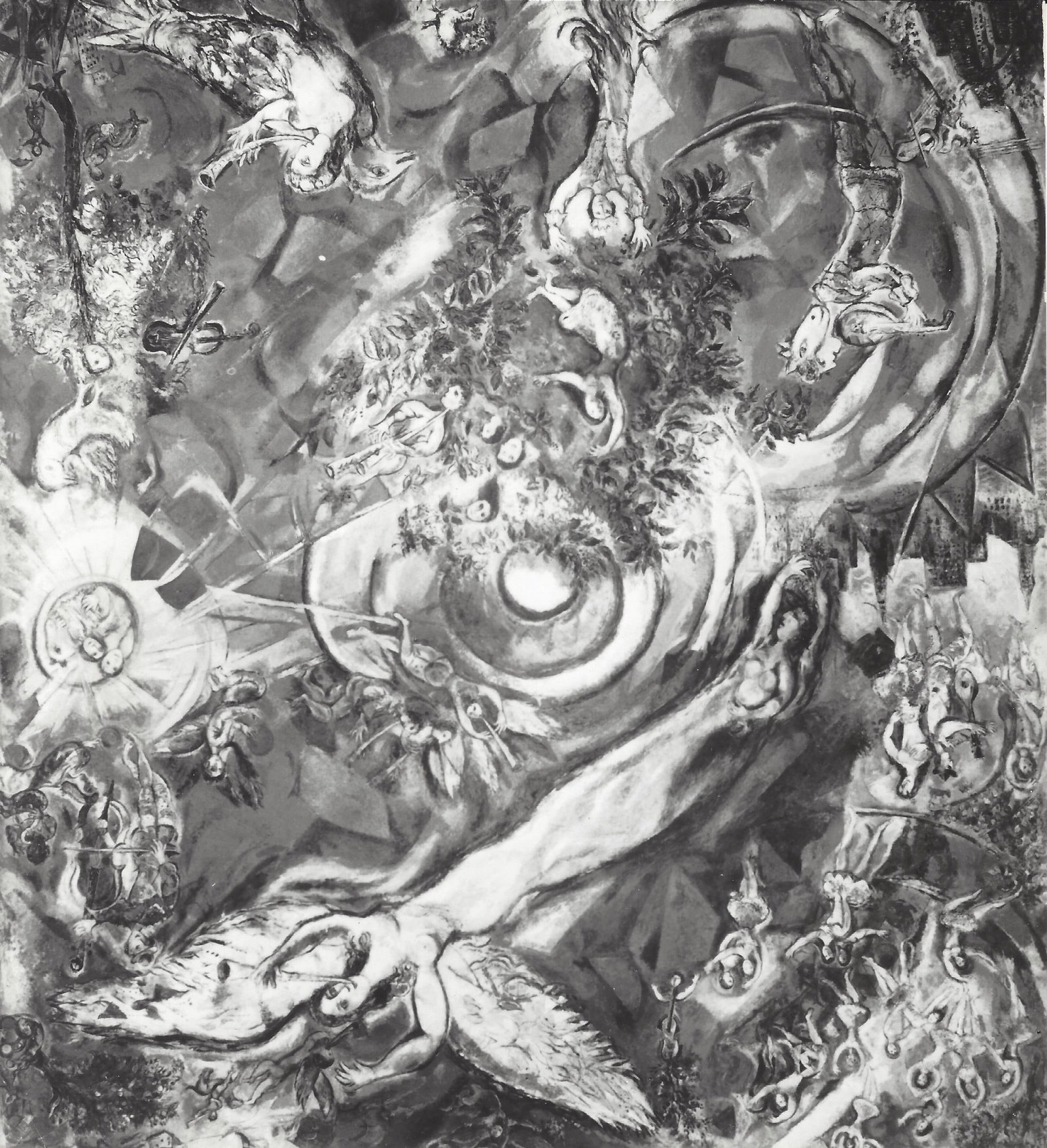 1966 Photo Marc Chagall mural at the foyer of Metropolitan Opera House, NYC (1 of 2)