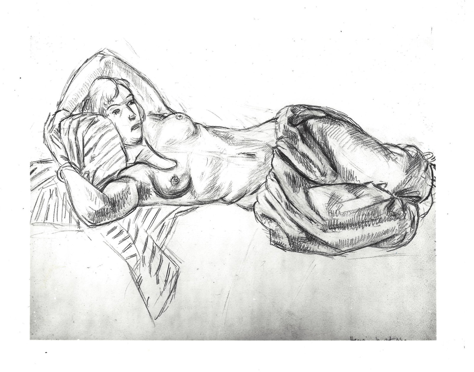 1992 Photo Femme Etendue by artist Henri Matisse: 1992 Photo Femme Etendue by artist Henri Matisse Provenance: New York-Based Photography Collector & Curator -Collection of Rare Photographs. Approx Size: 8 x 10 inches. Photo may have bent corners, da