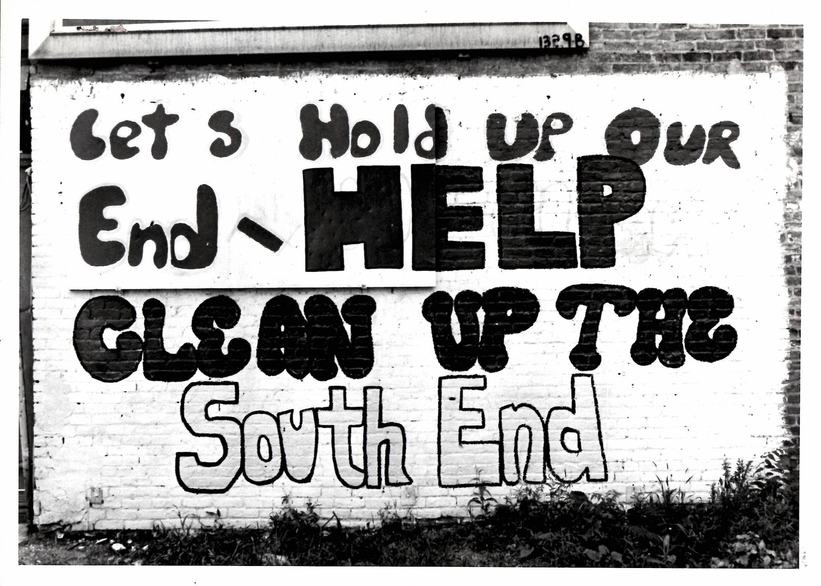 1974 Photography Sign Painted on Building "Help Clean Up the South End," Albany: 1974 Photography Sign Painted on Building "Help Clean Up the South End," Albany: Approx Photo size:8 1/4 x 5 3/4 inches: Provenance New York-Based Photography Collector & Curator -Collection of Rare &