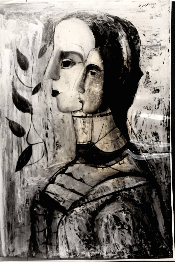 1952 Double Image Painting Tschachssov Photo: 1952 Double Image Painting Tschachssov Photo.. Photo size: 6 x 8 inches. Provenance: New York-Based Photography Collector & Curator -Collection of Rare Photographs. Note: Please study the images caref