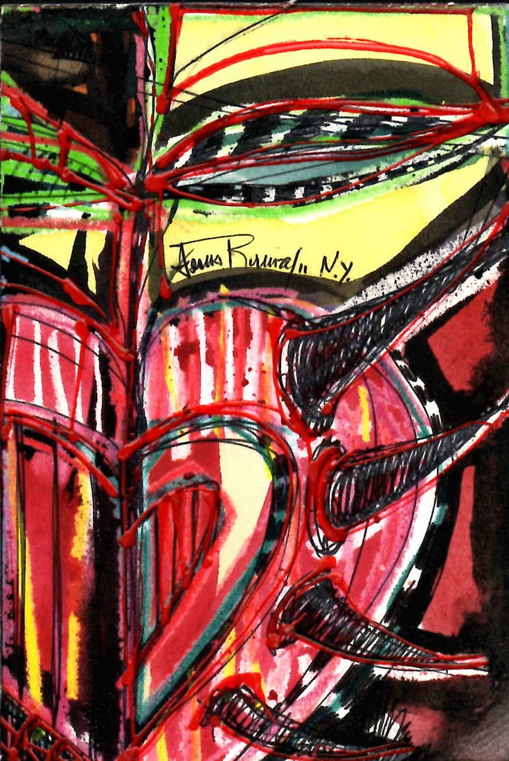 Original J. Rivera. Mixed Media Art Painting On Paper (1 of 2)