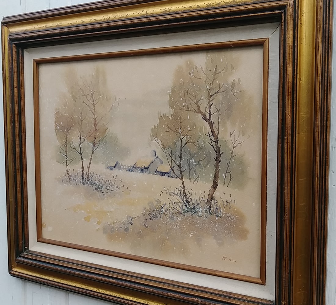 Vintage Signed Watercolor Painting Framed - 2