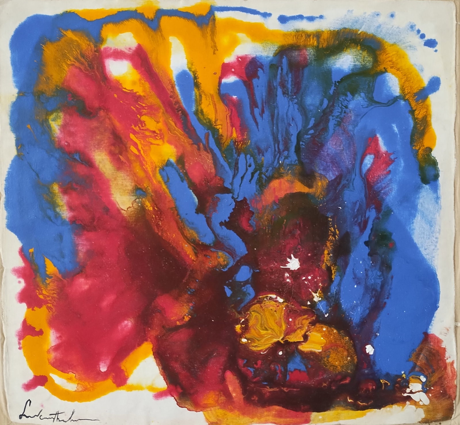 Abstract Painting Signed Frankenthaler, Modern Old 20th Century Art: Vintage Abstract Painting Signed Frankenthaler, Modern 20th Century Art. Approx Canvas Size: 20 x 18 Inches. Any condition statement is given as a courtesy to a client, is an opinion and should not be