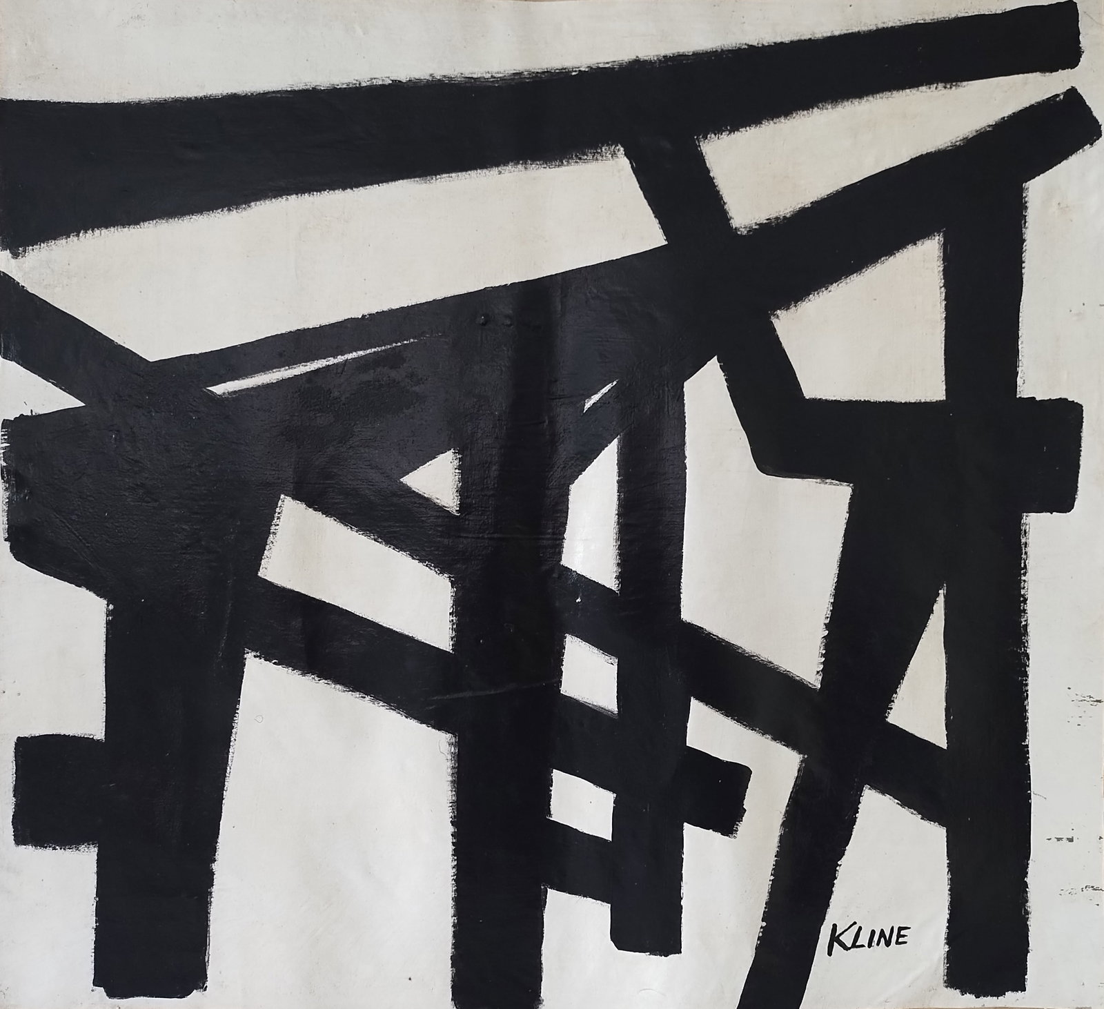 Signed Kline Abstract Expressionism Painting On Canvas: Signed Kline Abstract Expressionism Painting On Canvas. Approx Canvas Size: 26 x 24 inches - Painting Size:23 x 21 inches.See Photos as part of the description. Good vintage condition.It is being sold