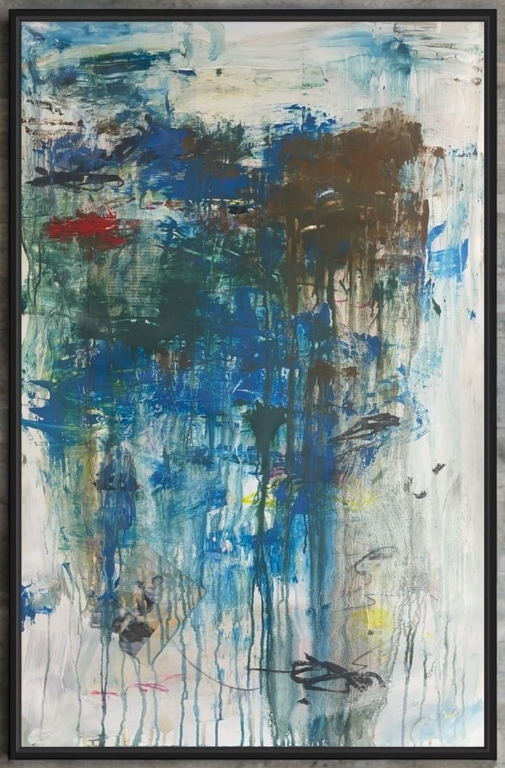 Original Mixed Media Abstract NYC Pop Art Painting Signed: Original Mixed Media Abstract NYC Pop Art Painting. Title,Signed,Embossed Stamp & Gallery Stamp on Reverse. Size: 24 x 36". Will ship rolled up. Abstract Mixed Media Art Painting on paper. Can easily 