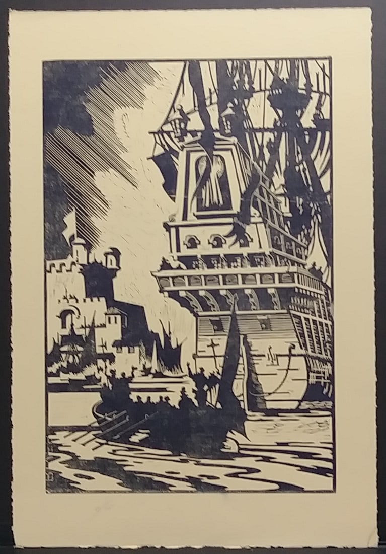 Large Jack Cogging Ink Engraving 5/25: Large Jack Cogging Ink Engraving 5/25 . Approx Measurements:15 x 22 Inches. Pencil numbered from a limited edition size of 5/25. Good Condition. See Photos