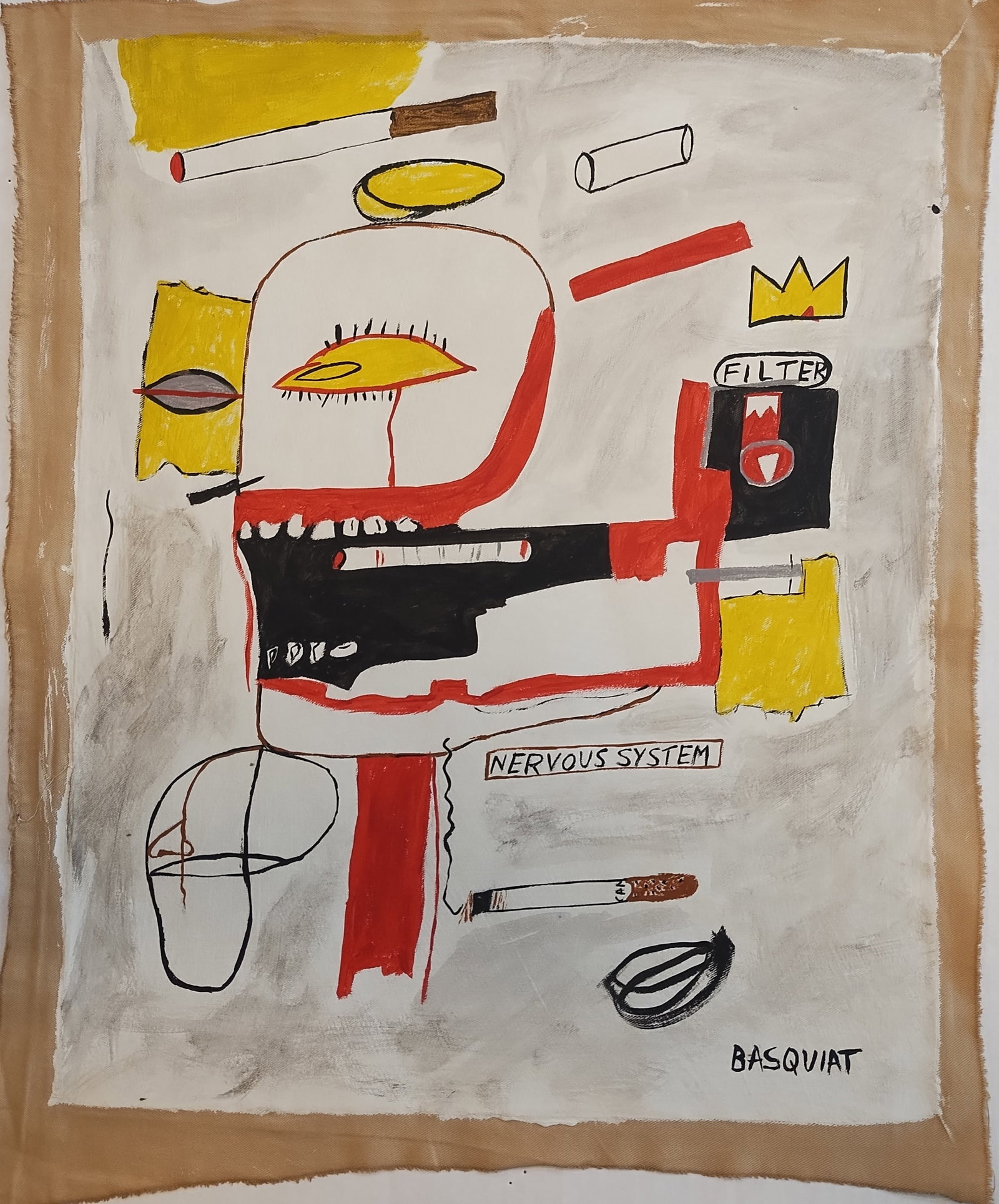 Vintage Canvas Signed Basquiat, Modern Old 20th Century Art, Modern Art - 2