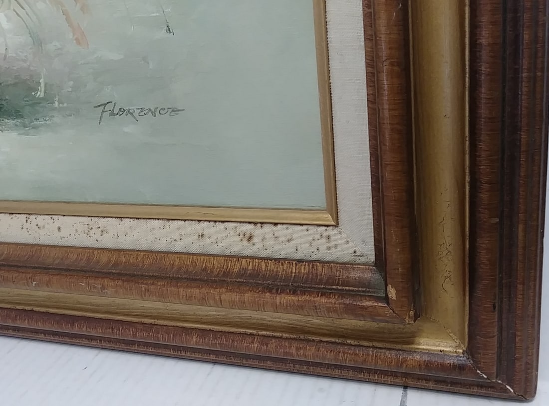 Framed Bouquet of Flower Oil Painting on Canvas Signed - 2