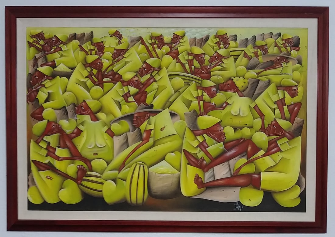 Latin America Art - Framed Original Oil Canvas Painting Signed: Latin America Art - Framed Original Oil Canvas Painting Signed . Measurements Approx: Painting: 60 x 42 inches. Museum Wood Frame: 65 x 45 H x 3 inches. Beautiful Piece. Excellent Condition. This item