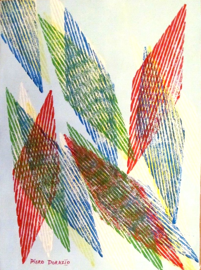 Vintage Abstract Canvas Signed Piero Dorazio , Modern Art (1 of 4)