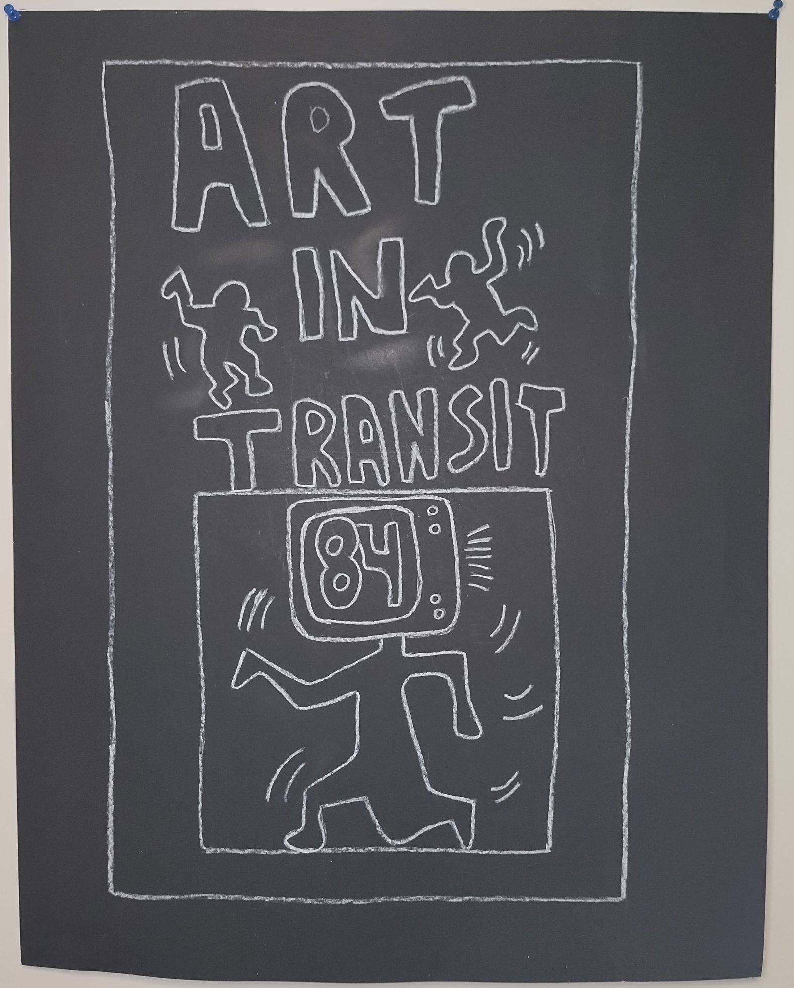 Keith Haring (Handmade) Drawing On Black Paper. 28 x 22 In: Keith Haring (Handmade) Drawing On Black Paper.Large Size: 28 x 22 Inches. It is being sold In the Manner of the artist after, declared as a copy in accordance with the rules,it is not accompanied by 