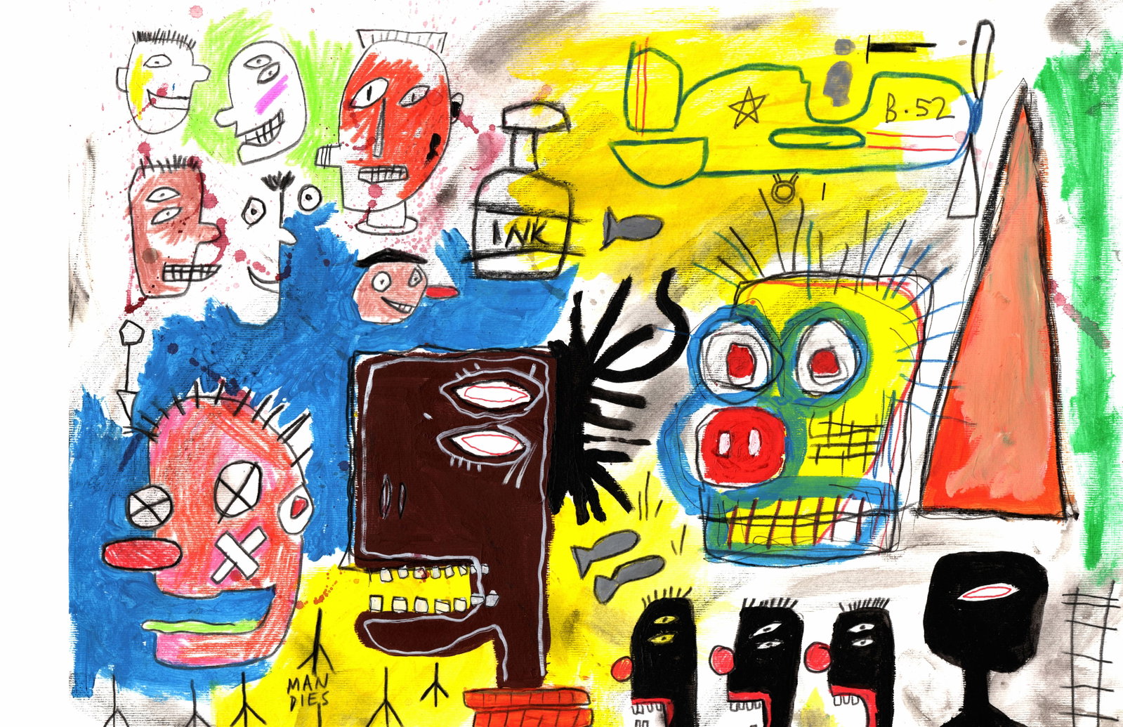 Jean-Michel Basquiat - MAN DIES - Fine Art Print on Paper: Jean-Michel Basquiat – Fine Art Print on Paper Print Large Size: 11 x 17 inches Paper Type: Heavy Cardstock with embossed stamp Condition: Good Shipping: We pack and ship in-house for your conve
