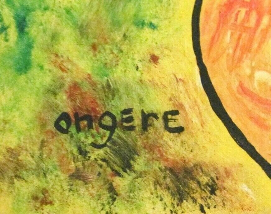 Vintage Abstract Painting on Canvas Signed - Elisha Ongere, Modern Art - 3