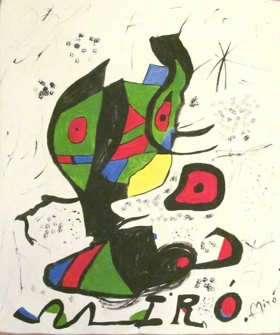 Abstract Painting on Canvas Signed Miro Art (1 of 4)
