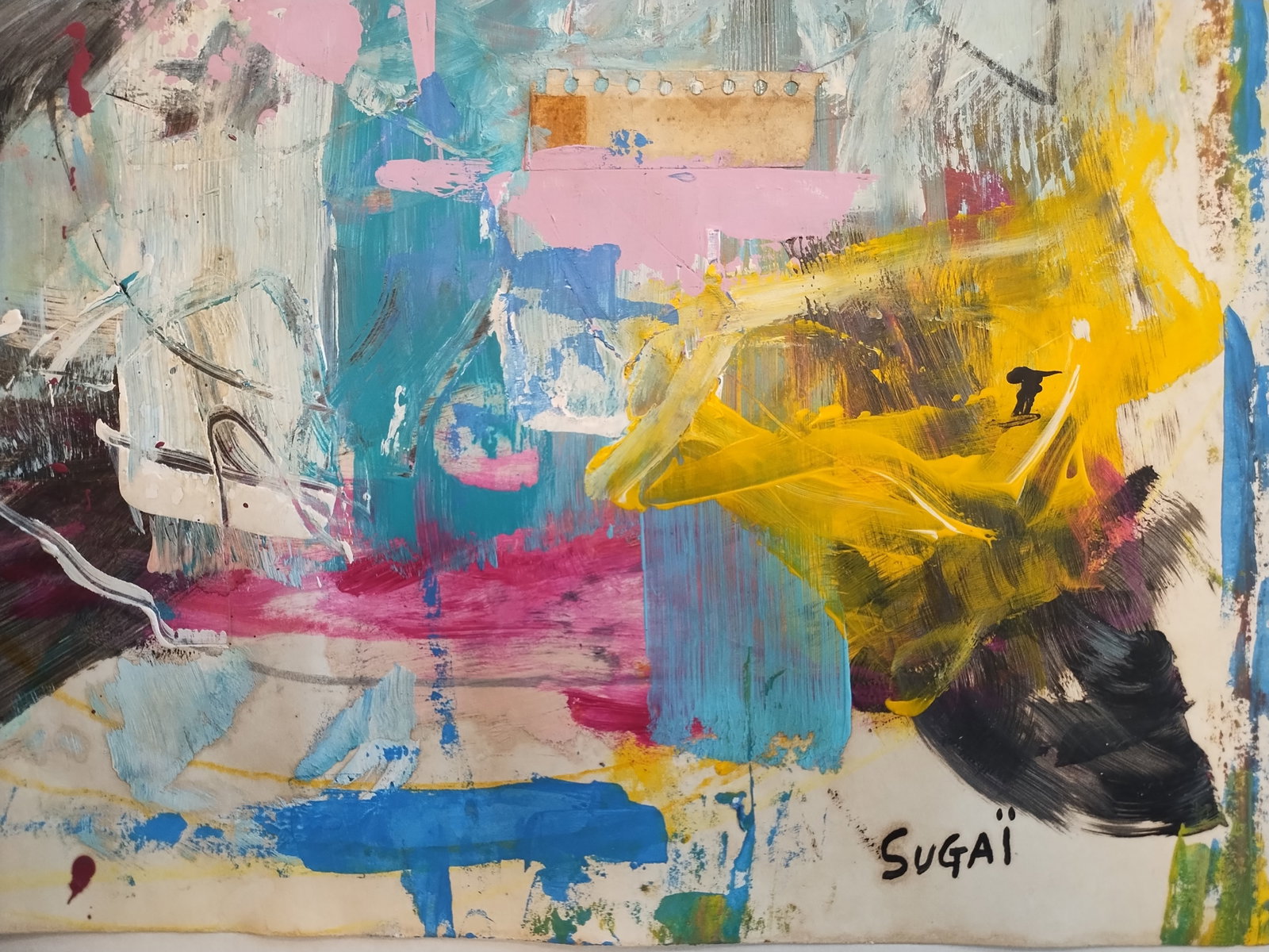 Kumi Sugai (1919 Hyogo - 1996 Kobe) Japan - France, Untitled abstract Painting,Mixed Media on Paper - 2