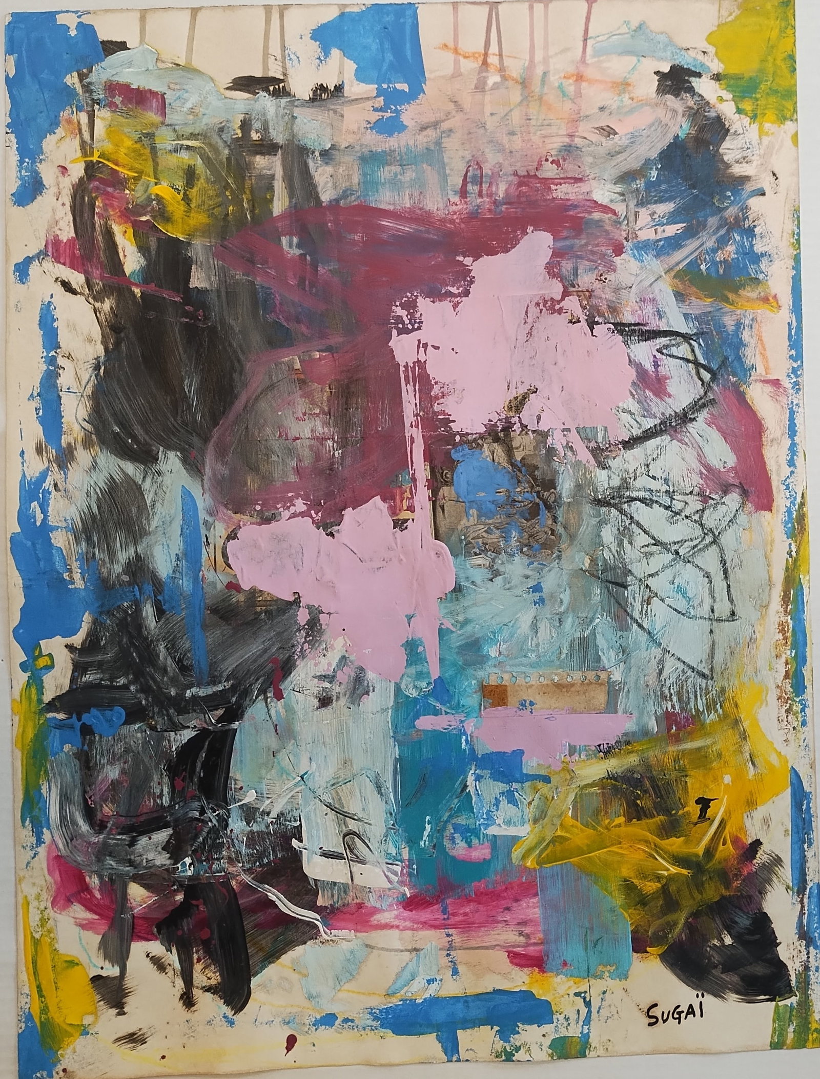 Kumi Sugai (1919 Hyogo - 1996 Kobe) Japan - France, Untitled abstract Painting,Mixed Media on Paper - 4