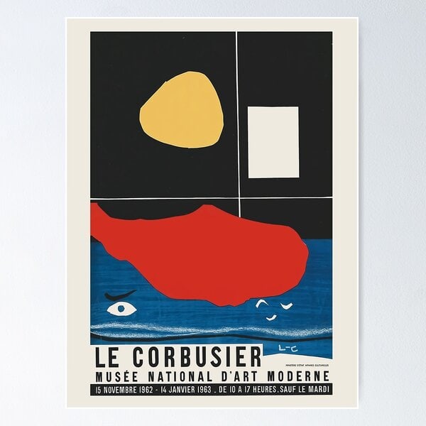 Le Corbusier Lithograph Print (Exhibition 1962). Abstract, Modernism: Le Corbusier Lithograph Print (Musee National ). Abstract, Modernism Approx Size:16.5 x 22.2 inches. Can easily be put in a common poster size frame.Piece comes unframed. NO FRAME INCLUDED, This
