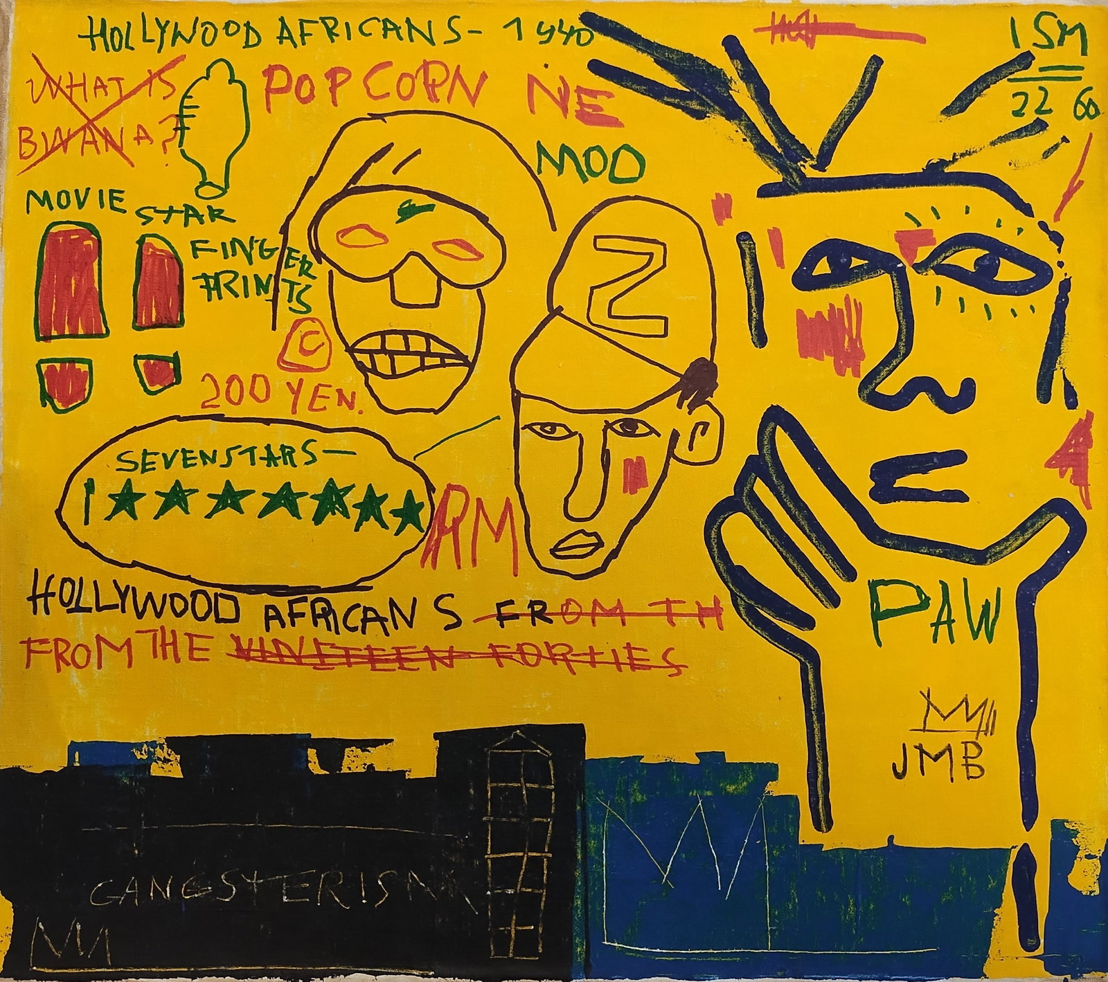 Signed Basquiat Vintage Abstract Painting on Canvas (1 of 5)