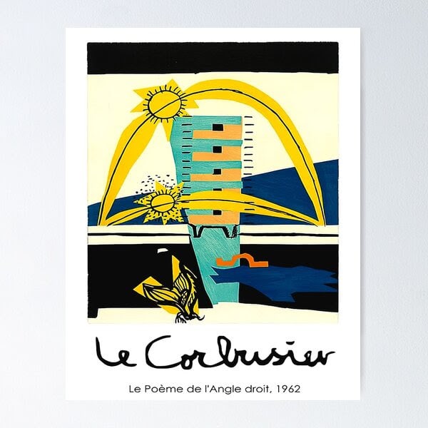 Le Corbusier Lithograph Print (Poeme De L'Angele Droit ). Abstract, Modernism: Le Corbusier Lithograph Print (Poeme De L'Angele Droit 1954). Abstract, Modernism Approx Size:16.5 x 22.6 inches. Can easily be put in a common poster size frame.Piece comes unframed. NO FRAME INCLUDE
