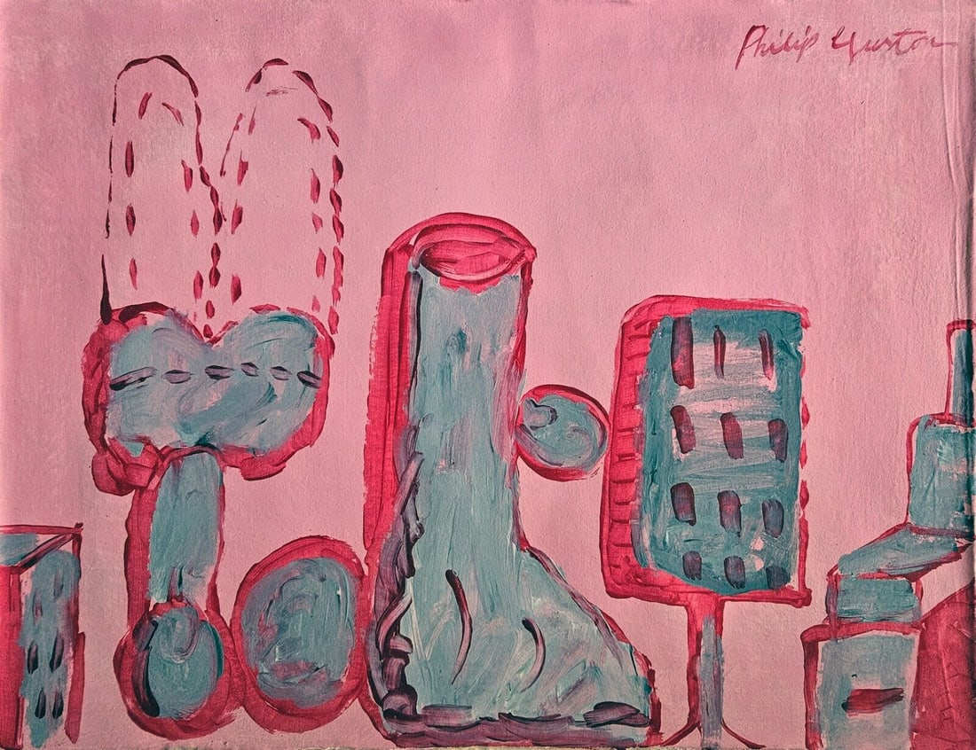Signed Philip Guston, Vintage Abstract Canvas, Modern Art: Vintage Canvas Signed Philip Guston, Modern Old 20th Century Art, Modern Art. Approx Canvas SIze: 23 x 17 inches. See Photos as part of the description. Sold in the style of, After. Good vintage condi