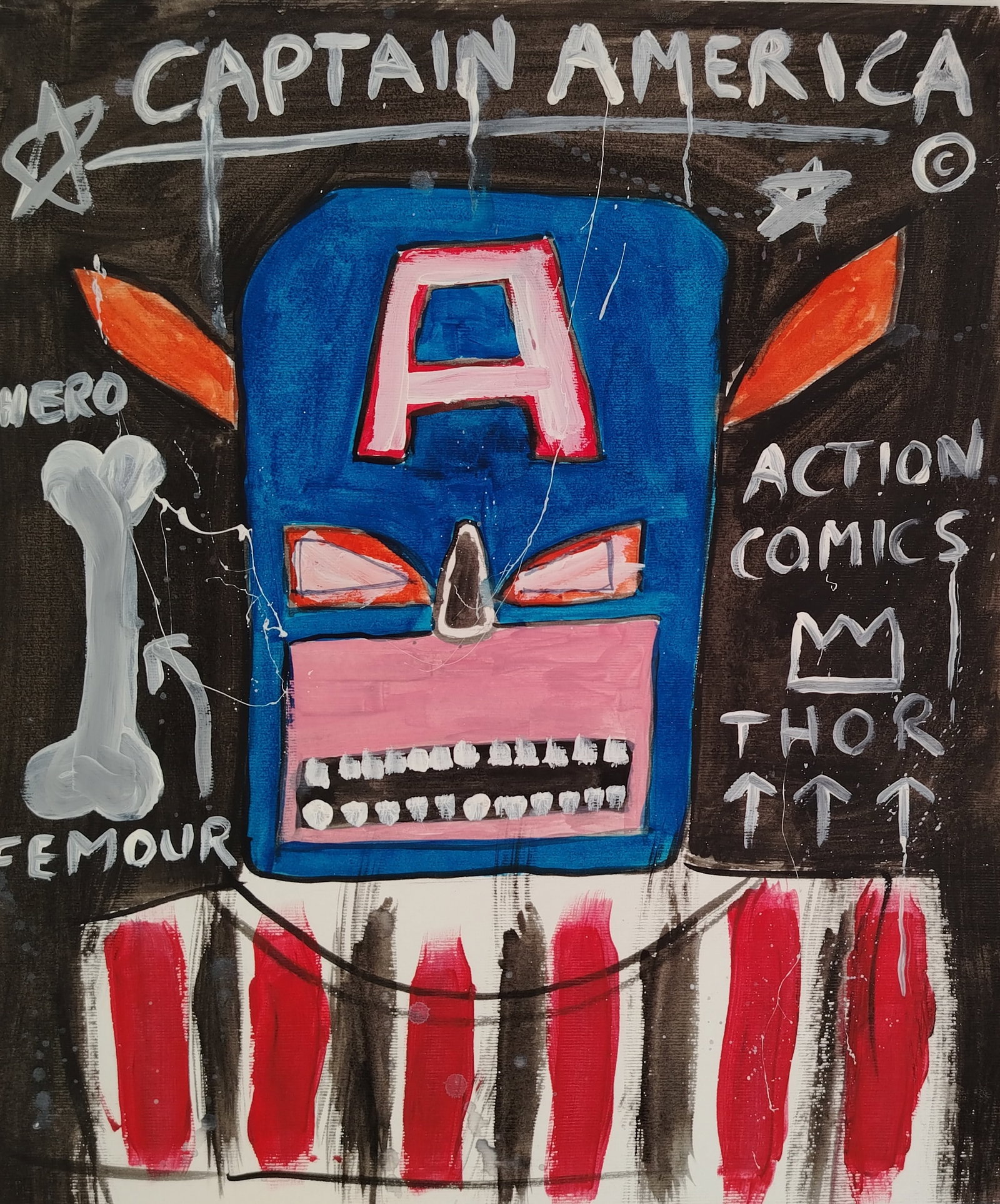 Jean Michel Basquiat New York Souvenir Painting on Cardboard: Jean Michel Basquiat New York Souvenir Painting on Cardboard Size:14 x 10 Inches. Mixed Medium Hand Drawing on Cardboard. Stamped on Reverse Provenance: W.N York consignor Private collection. it is be