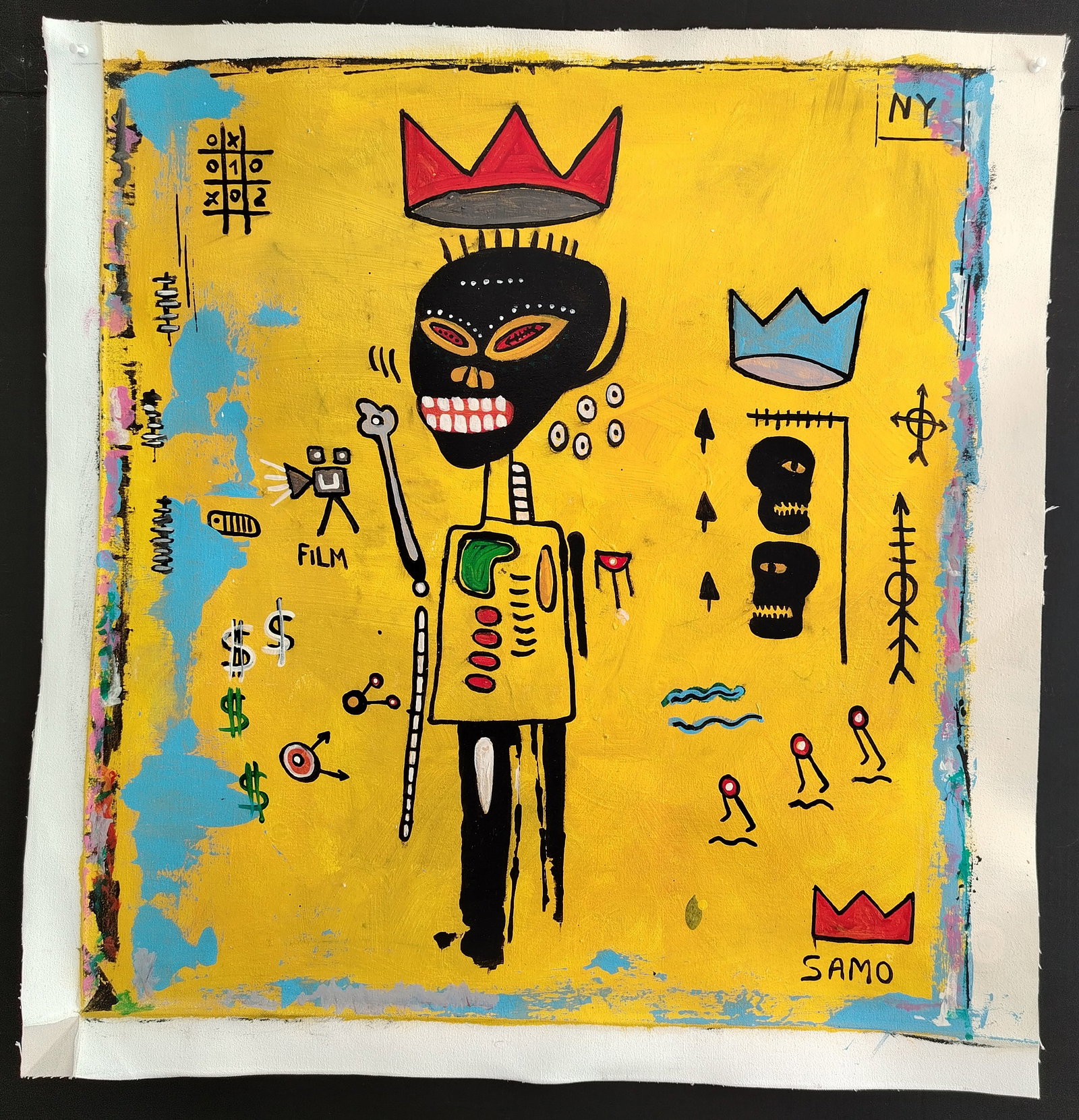 Jean-Michele Basquiat - SAMO Painting on Canvas. Painting: Jean-Michele Basquiat - HSAMO Painting on Canvas. Canvas Size: 29 x 29 inches. Mixed Medium on Heavy Cotton Canvas. Canvas only will be ship rolled - packed with professional strong shipping tube. It 
