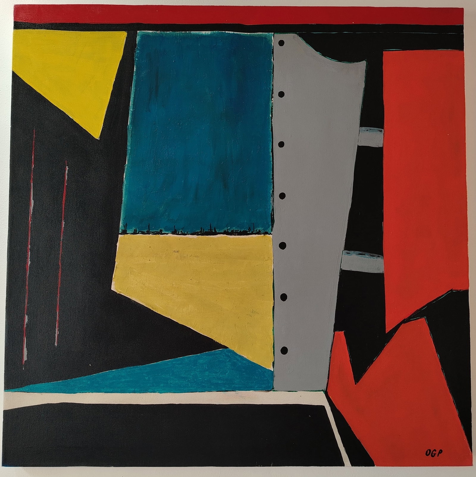 NY Rare Abstract Painting on Canvas Signed - 2