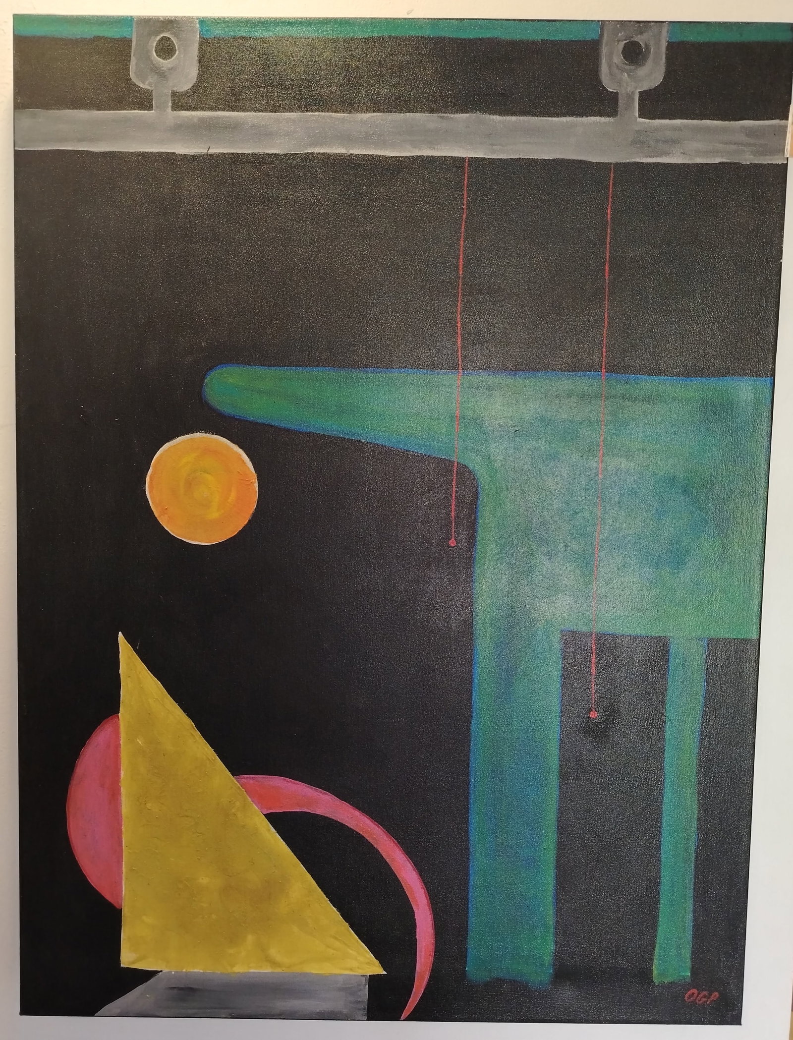 Rare Abstract Painting on canvas Signed. Abstract: Rare Abstract Painting on Canvas Signed. Abstract Expressionism Composition Painting On Canvas. Large Painting. Approx Painting: 39 x 30 inches. Approx Canvas Size: 43 x 34 inches. SEE PHOTOS as part 