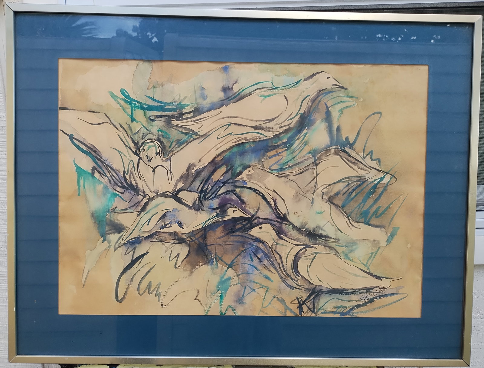 Leon Bryant, Circa 1940s Watercolor Hand Signed.: Leon Bryant, Circa 1940s Watercolor Hand Signed. Approx Painting Size: 25 1/2 x 18 Inches. Approx Frame Size: 25 x 23 x 2 Inches. We pack & Ship for you, We take care of the shipping services in house