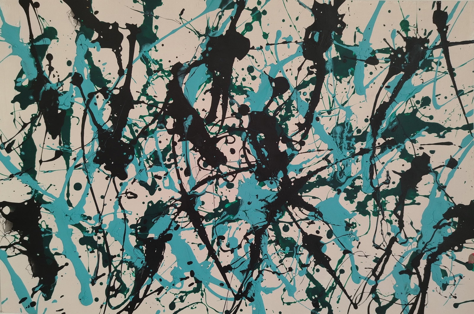 Jackson Pollock Abstract Painting on Cardboard.: Jackson Pollock Abstract Painting on Cardboard.Approx Painting Size: 18 x 12 Inches. Painting is done in the modern, abstract expressionist style for which Pollock is known. It is being sold in the ma