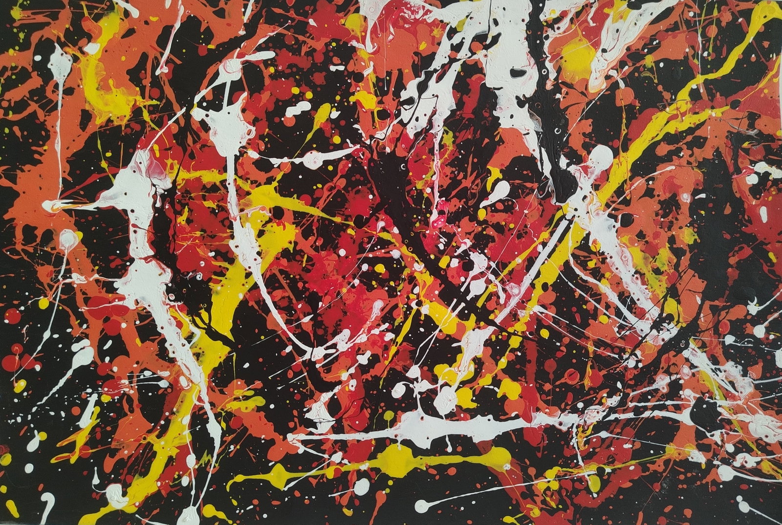 Jackson Pollock Abstract Painting on Cardboard.: Jackson Pollock Abstract Painting on Cardboard.Approx Painting Size: 18 x 12 Inches. Painting is done in the modern, abstract expressionist style for which Pollock is known. It is being sold in the ma