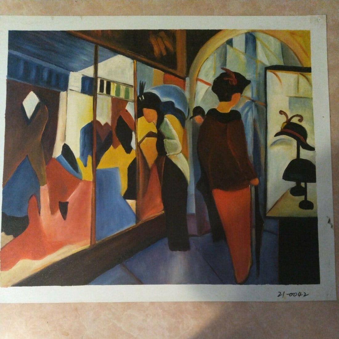 August Macke Fashion Store,Oil Painting on Canvas.: August Macke Fashion Store,Oil Painting on Canvas. Painting Size: 24 x 20 inches. Canvas Only See photos as part of the description. It is being sold in the manner or style of the artist, declared as 